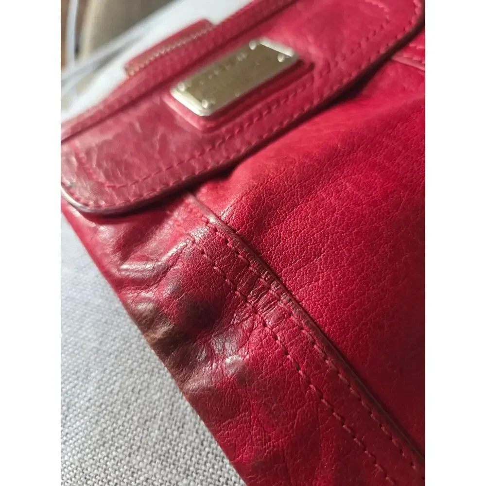 Vintage Fossil Emory Red Lamb Leather Wallet Clutch Super Soft Brass Hardware!